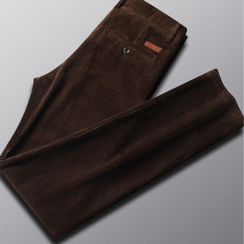 TK Pantalones Casuales Para Hombre De Terciopelo Corduroy Corte Recto Estilo Coreano Marcas Dad Y Business Talla Media Con Cierre De Cremallera
