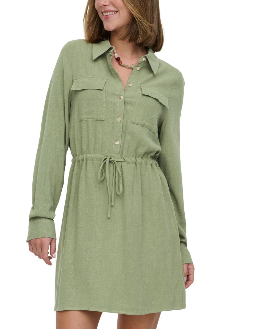 Vestido camisero Only Siesta abotonado verde para mujer