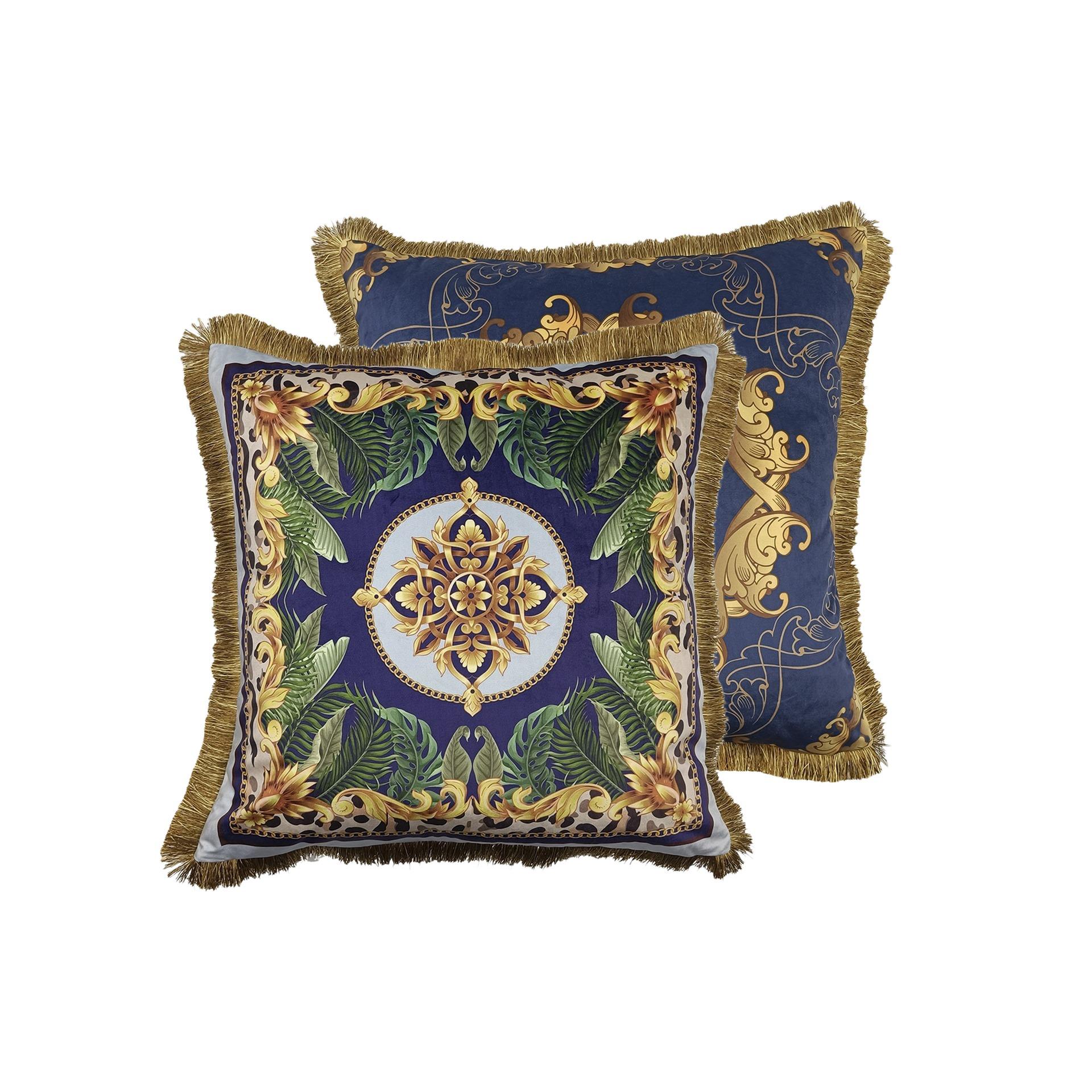Cojin velvet relleno plumas con flecos 60x13x60 cm , El mejor complemento para tu hogar.