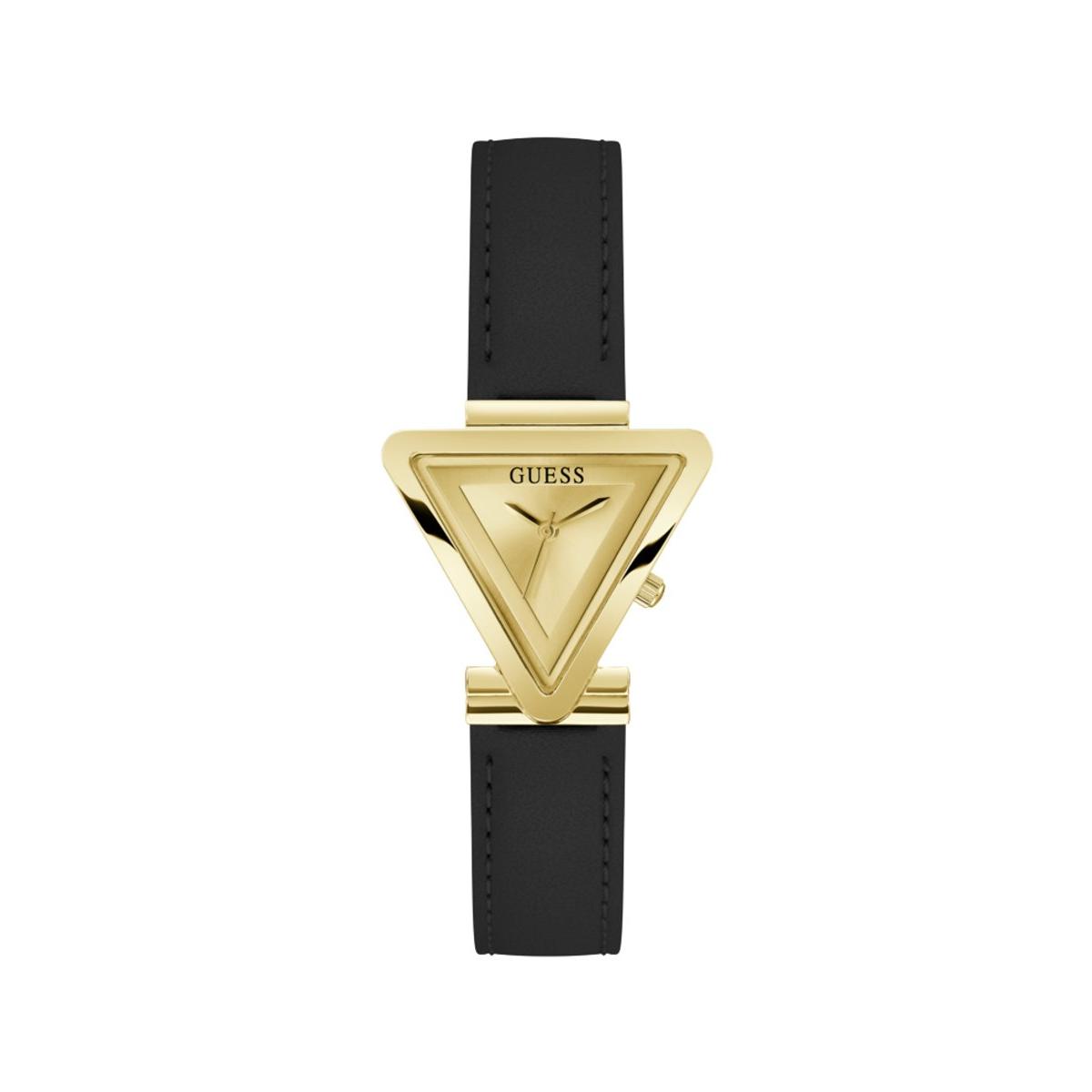 Guess Reloj Mujer Caja De Acero Pulsera Genuine Leather De Color Negro Resistente Al Agua 1 Atm Gw0548l3