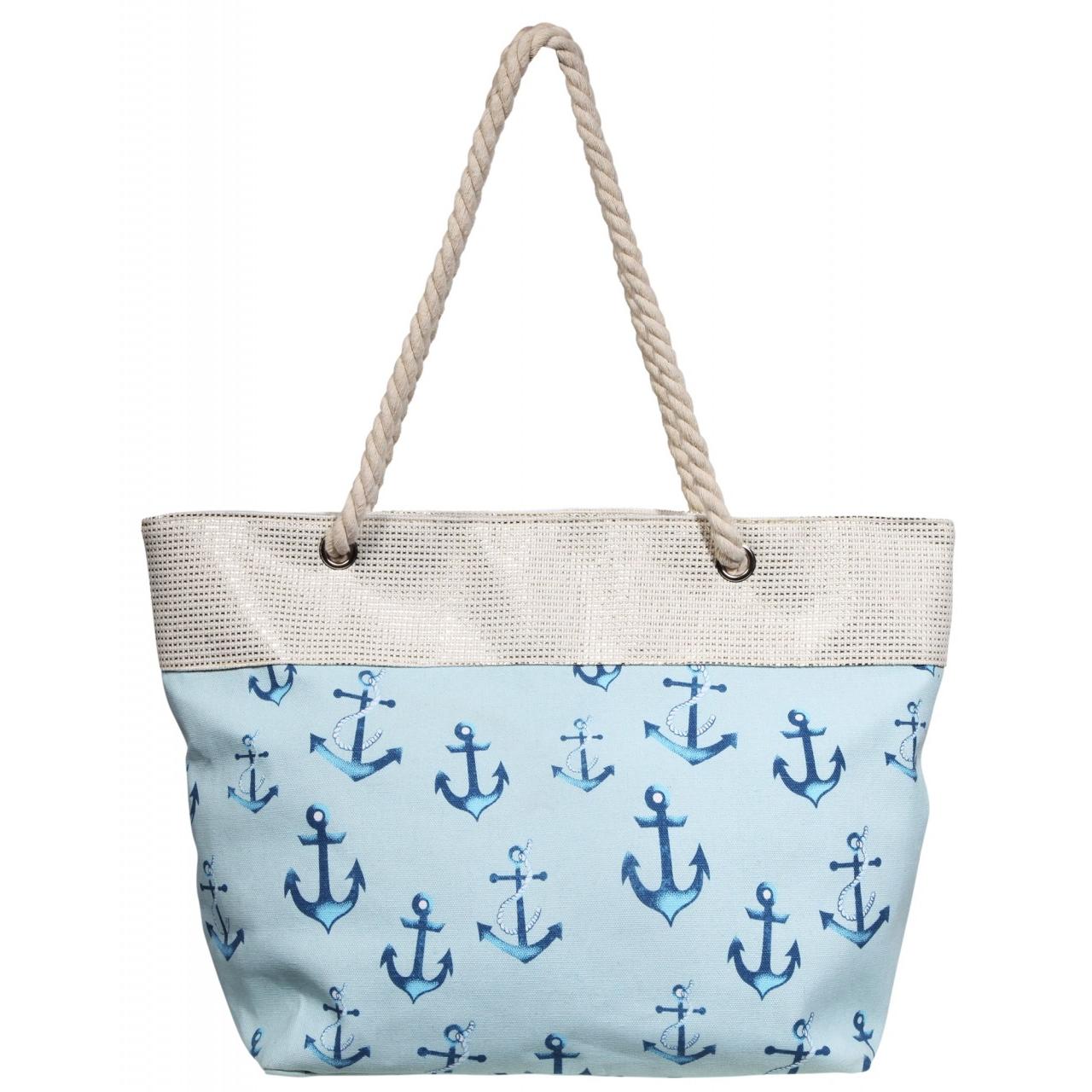 Mestre Artesão® Bolsa de Praia Âncoras Azul em Tecido - 0197