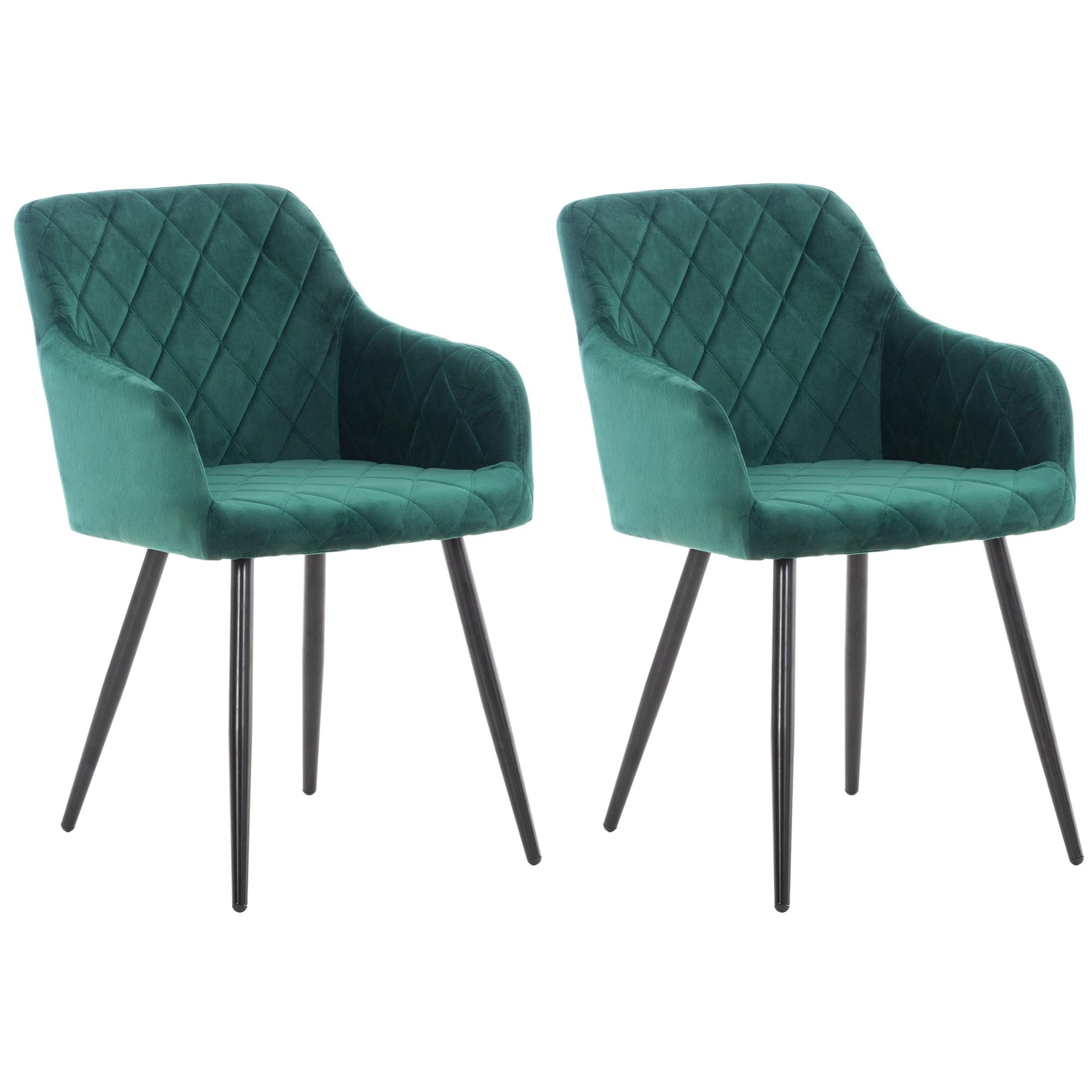 Set de 2 sillas de comedor Shila Verde,Terciopelo