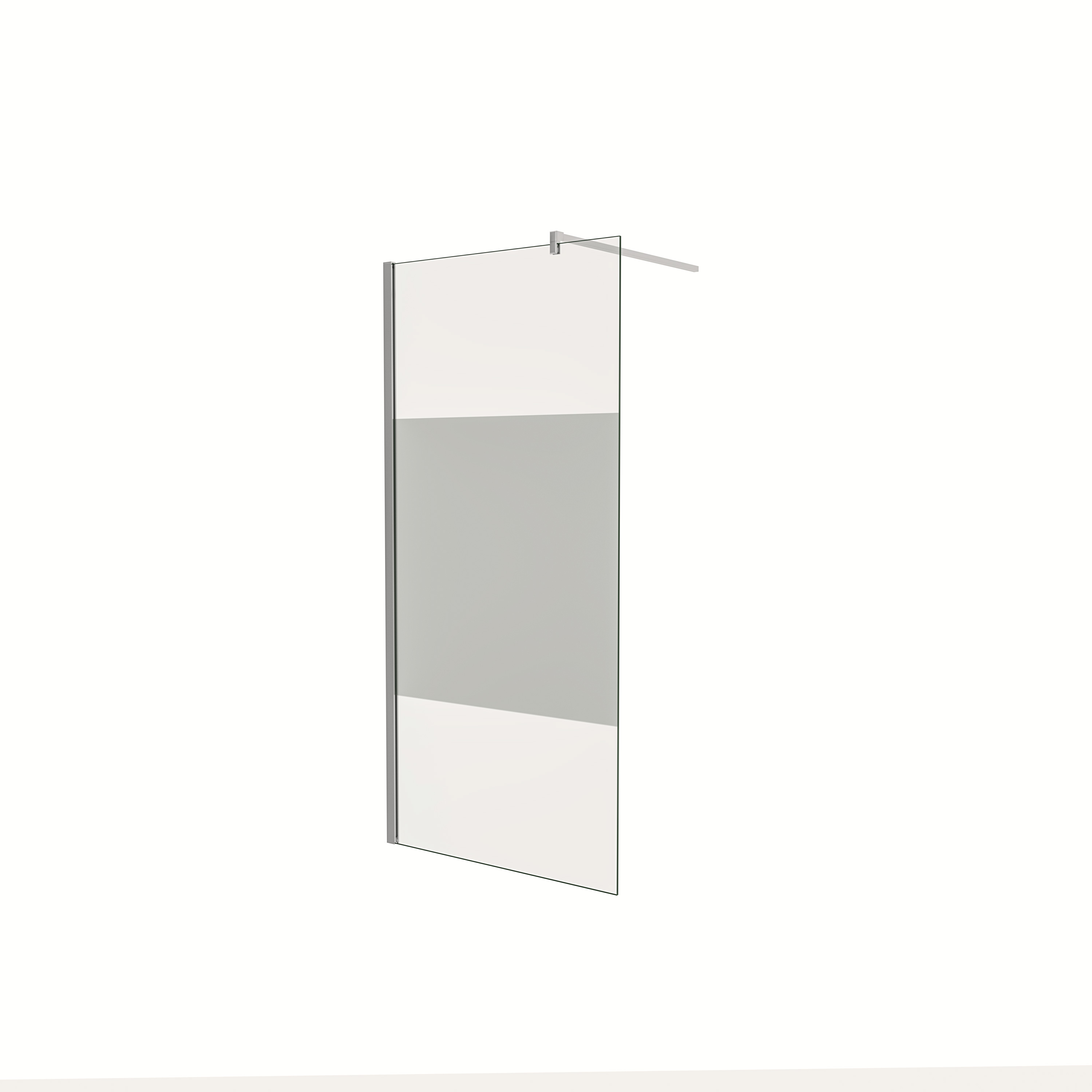 AICA SANITARIOS - Mampara de ducha fija - Serigrafiado Central Vidrio 8mm con Película de Seguridad a Prueba de Explosiones - Barra 90cm - Altura 200cm
