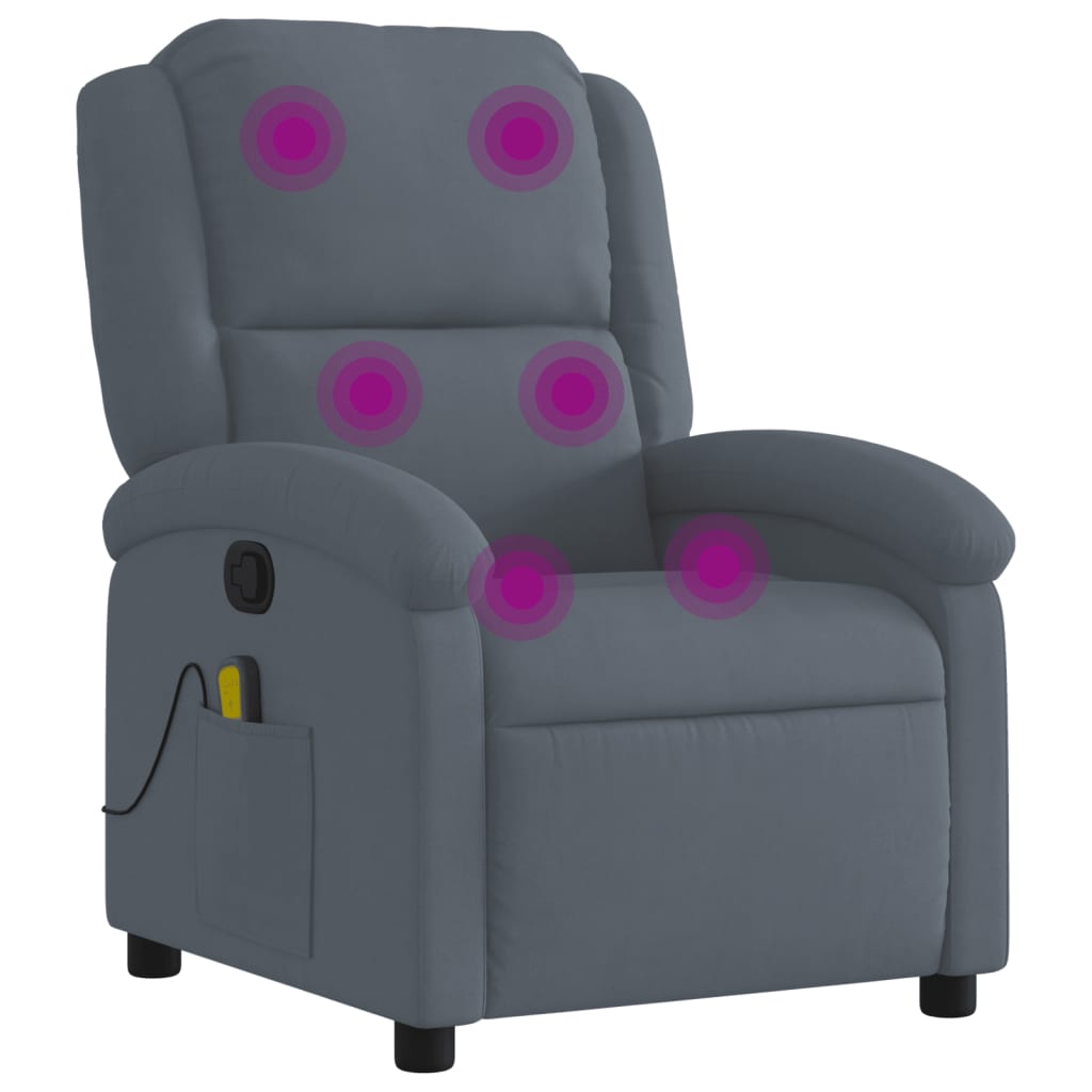 Vidaxl Sillón de Masaje Reclinable de Terciopelo Gris Claro