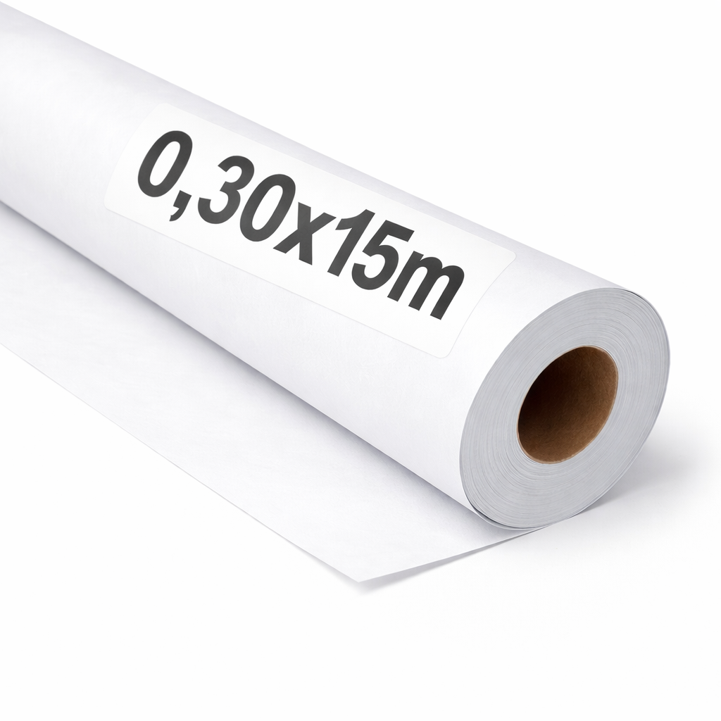 OFITURIA Papel Kraft Blanco - Rollo 0,30x15m - Papel de Embalaje y Regalo - Manualidades y Patrones de Costura - Resistente y Fácil de Cortar
