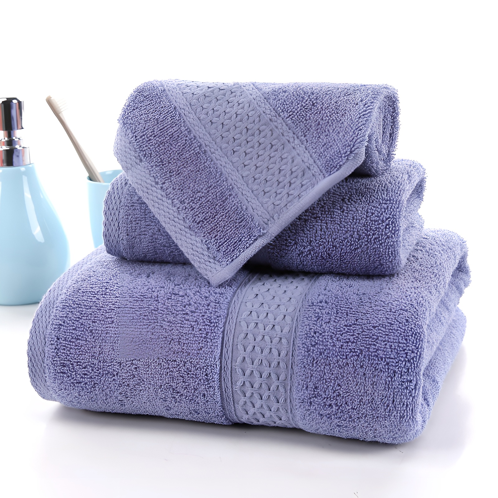 CA Juego de toallas de Algodón de lujo para el hogar, Set de 3 piezas, Ultra suave, highly absorbente, incluye 1 toalla de baño, 1 toalla de mano, 1 paño