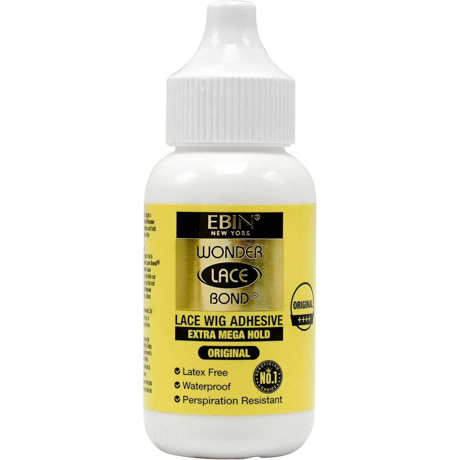 Ebin New York Wonder Lace Bond Mega 35 ml - Fórmula Invisible y Resistente al Sudor para una Fijación Duradera