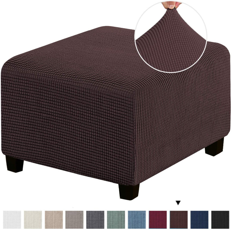CA Funda de pedal gruesa cuadrada con todo incluido elástica de color sólido, funda para taburete de sofá, funda para taburete bajo, funda protectora para mesa de café