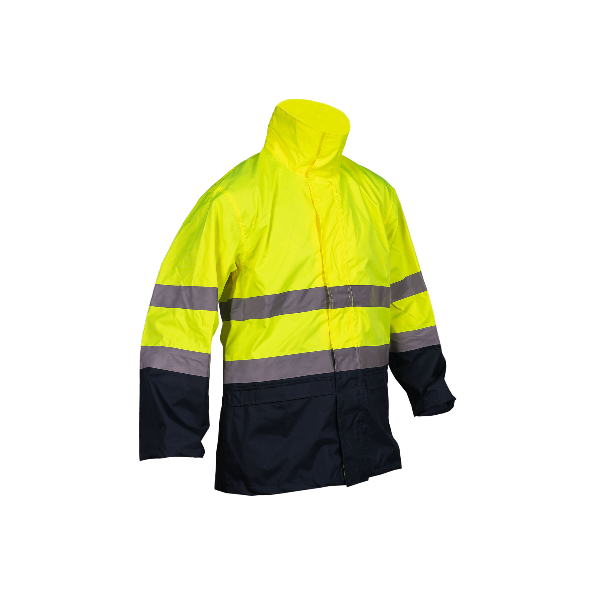 Cofan Chaqueta de alta visibilidad con cierre de cremallera | Chaqueta de lluvia en color: amarillo y azul | Tamaño: S, M, L, XL, XXL, XXXL| Chaqueta impermeable