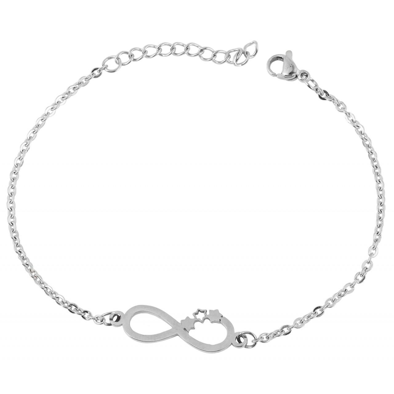 Akzent® Pulsera Infinito Prateada em Aço Inoxidável - 0379