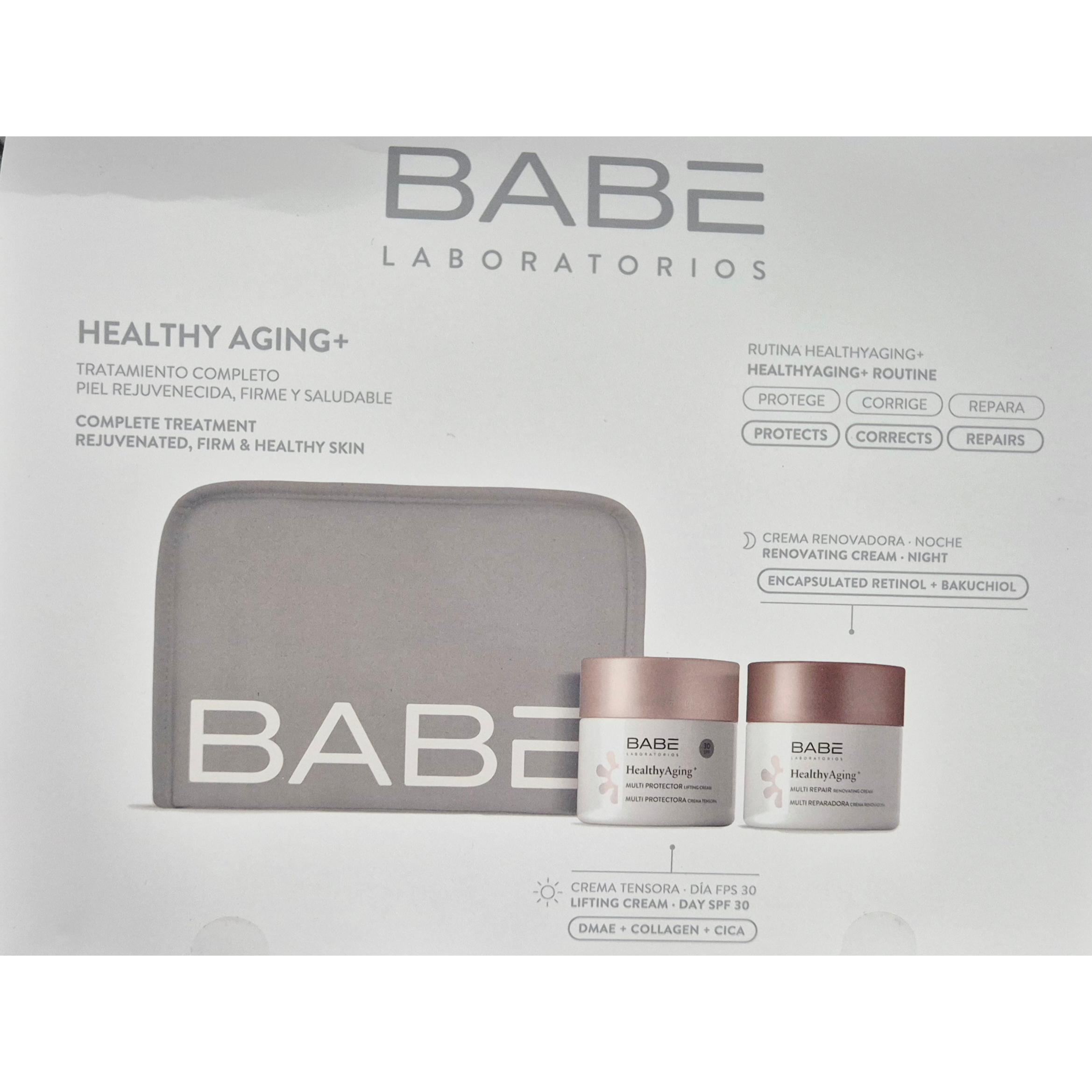 Babe Healthy Aging Pack Cuidado Global Dia y Noche [Tratamiento Rejuvenecedor] [Neceser Crema Multiprotectora Dia 50 Ml+ Crema Reparadora Noche 50 Ml] - Piel Joven a Cualquier Edad