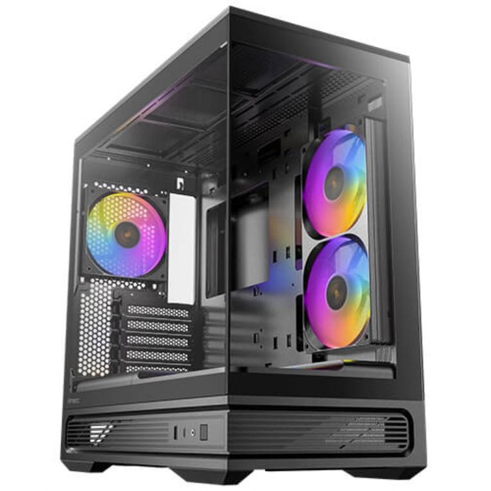 Antec - C2M ARGB midi tower negro con ventiladores traseros 120 mm y soporte para disco duro 2.5 y 3.5 pulgadas