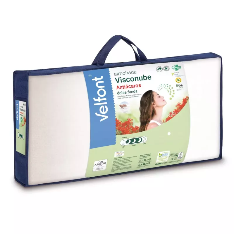 La almohada viscoelástica Visconube antiácaros de Velfont