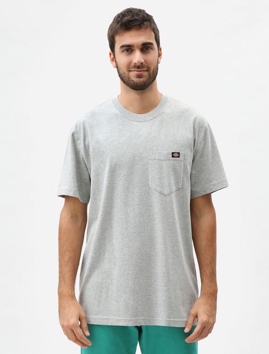 Dickies Camiseta Porterdale Gris Hombre 100% Algodón Manga Corta con Bolsillo y Logo
