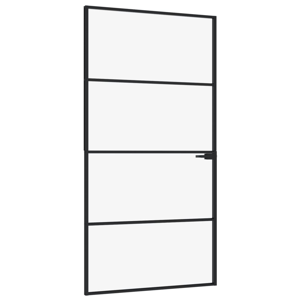 Puerta interior vidrio templado y aluminio 102x201,5 cm puerta Color Blanco y transparente, Negro y transparente, y mas