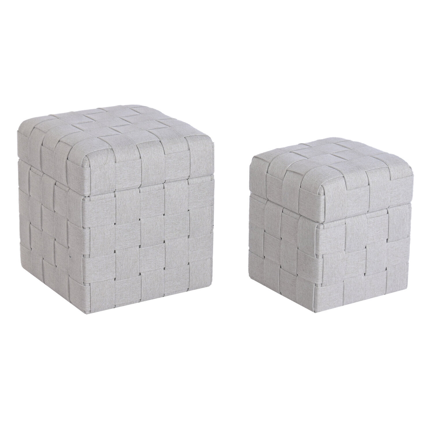 Set de 2 reposapiés, de poliéster madera, poliéster con tapa, en color beige, medidas 40x40x43 cm Fijalo