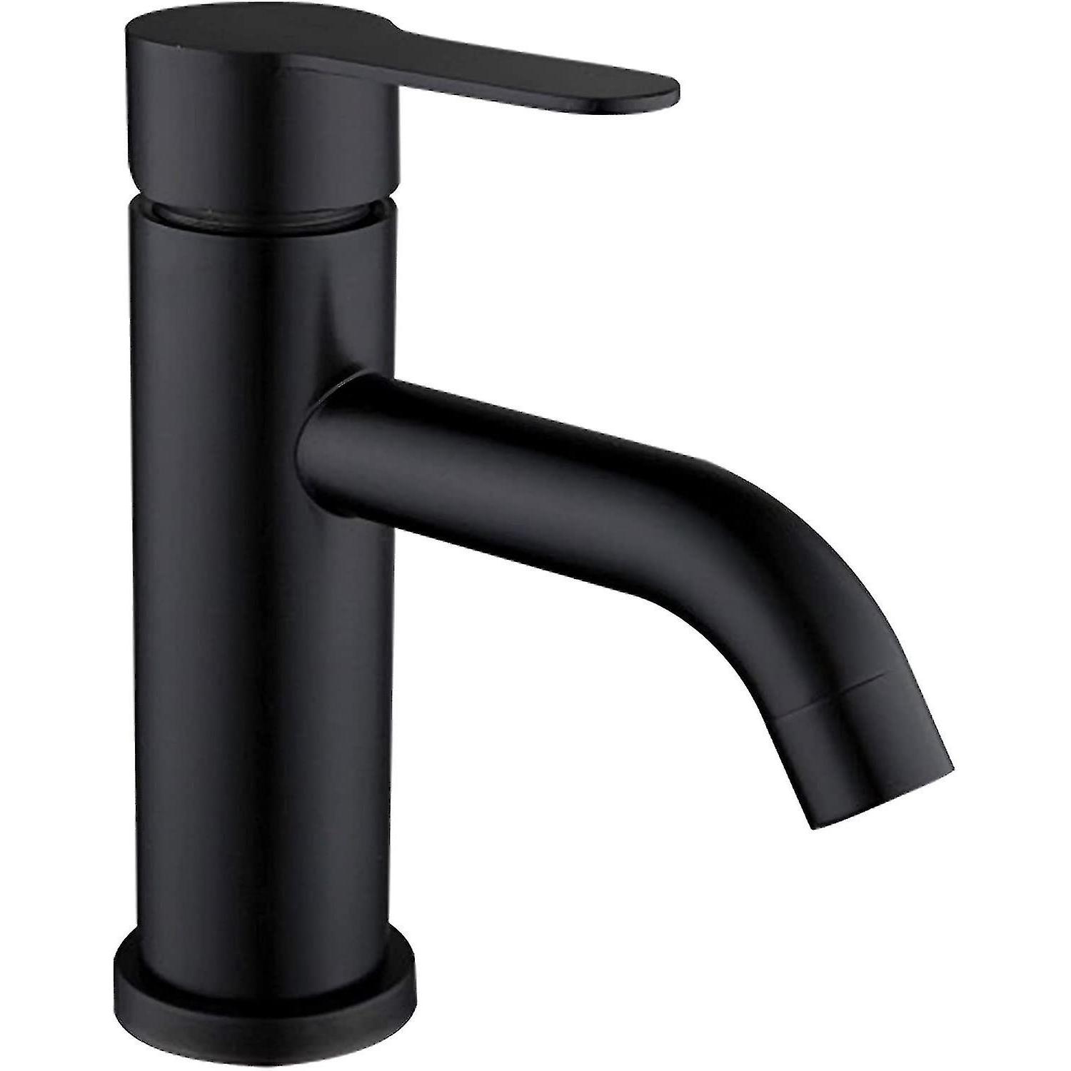 Black Basin Mixer Tap With Stainless Steel For Hot