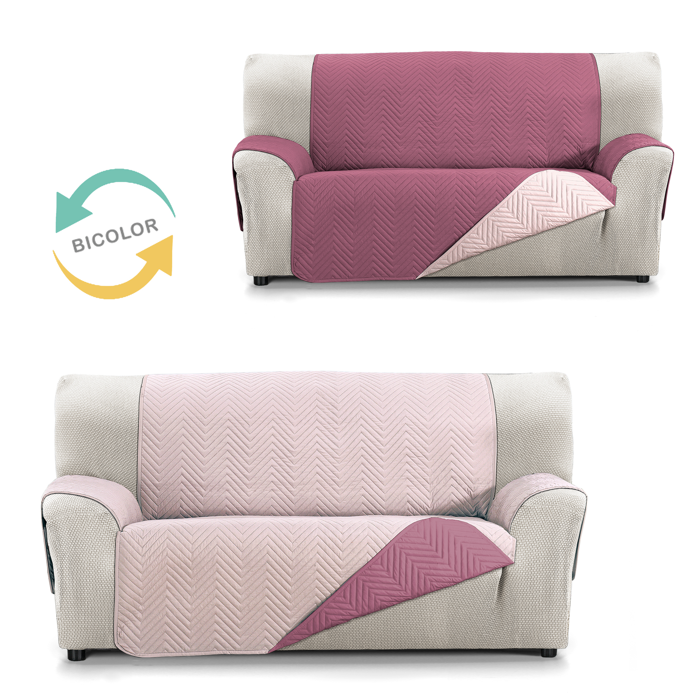 Cubre Sofá Reversible Burano Valentia Home | Acolchado | Protección Completa | Ajuste Perfecto