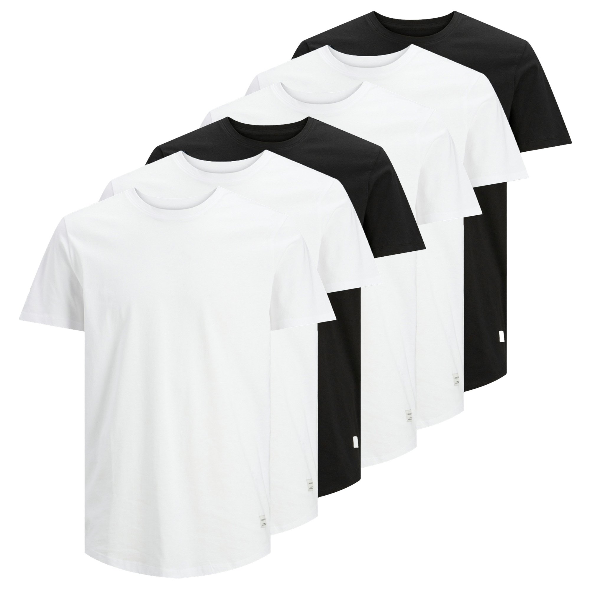 JACK&JONES camiseta para hombre, paquete de 6 - JJENOA TEE 6PK, manga corta, algodón, color liso JJENOA TEE 6PK
