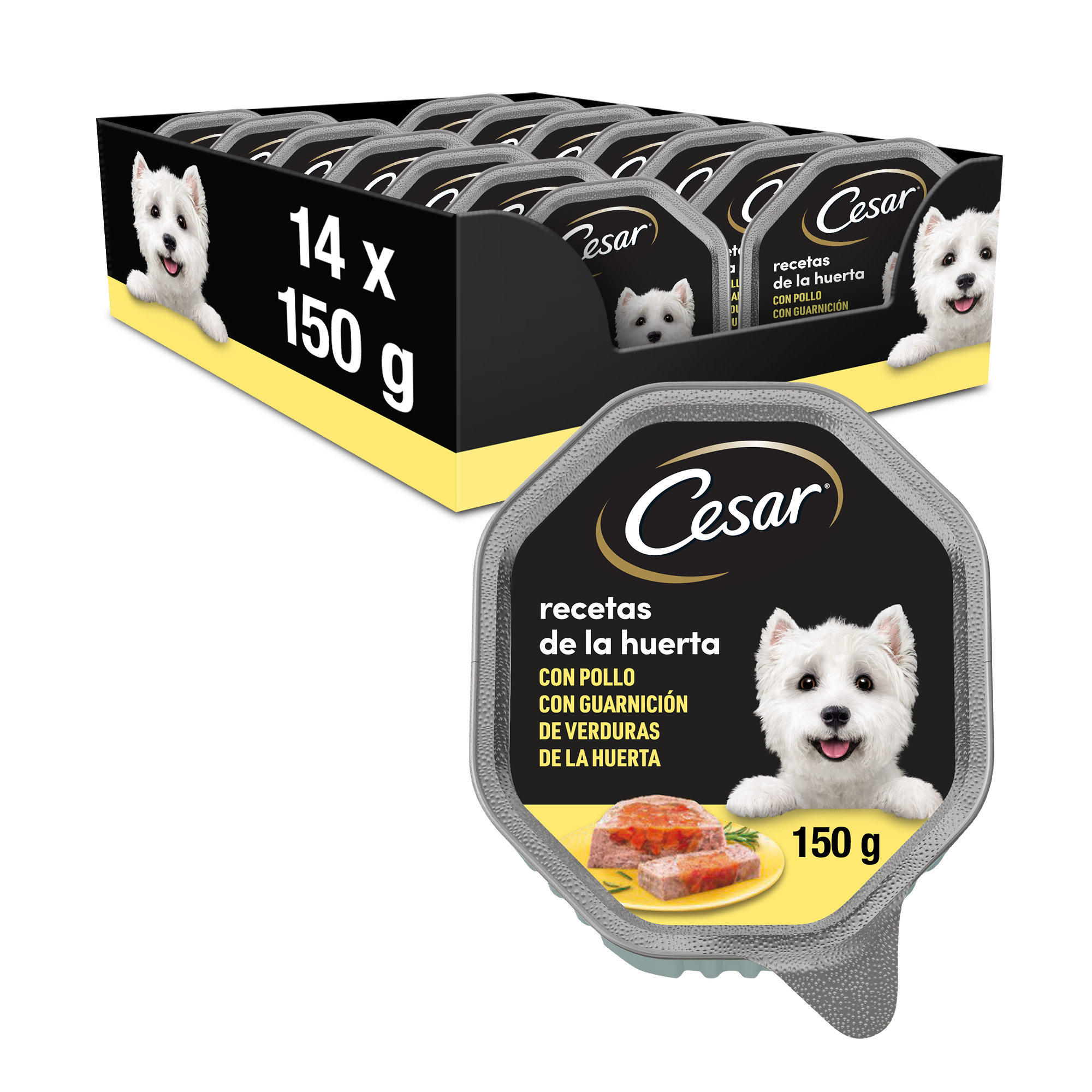 Cesar Comida Húmeda para Perros, Recetas de la Huerta en Paté y Gelatina (Pack de 14 Tarrinas x 150g)