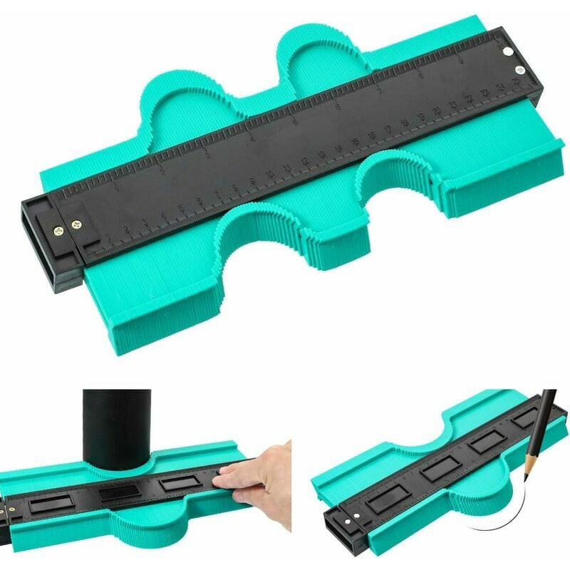 CA Medidor de contornos, duplicador de perfiles bloqueable, herramienta de marcado de 25 cm, instrumento irregular, duplicador de contornos, regla de medición de plástico para medición de azulejos, corte de madera y laminado.