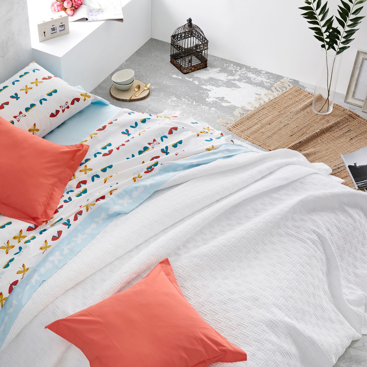 Colcha Verano Premium BURRITO BLANCO | Diseño Geométrico Elegante | Suave y Sin Plancha