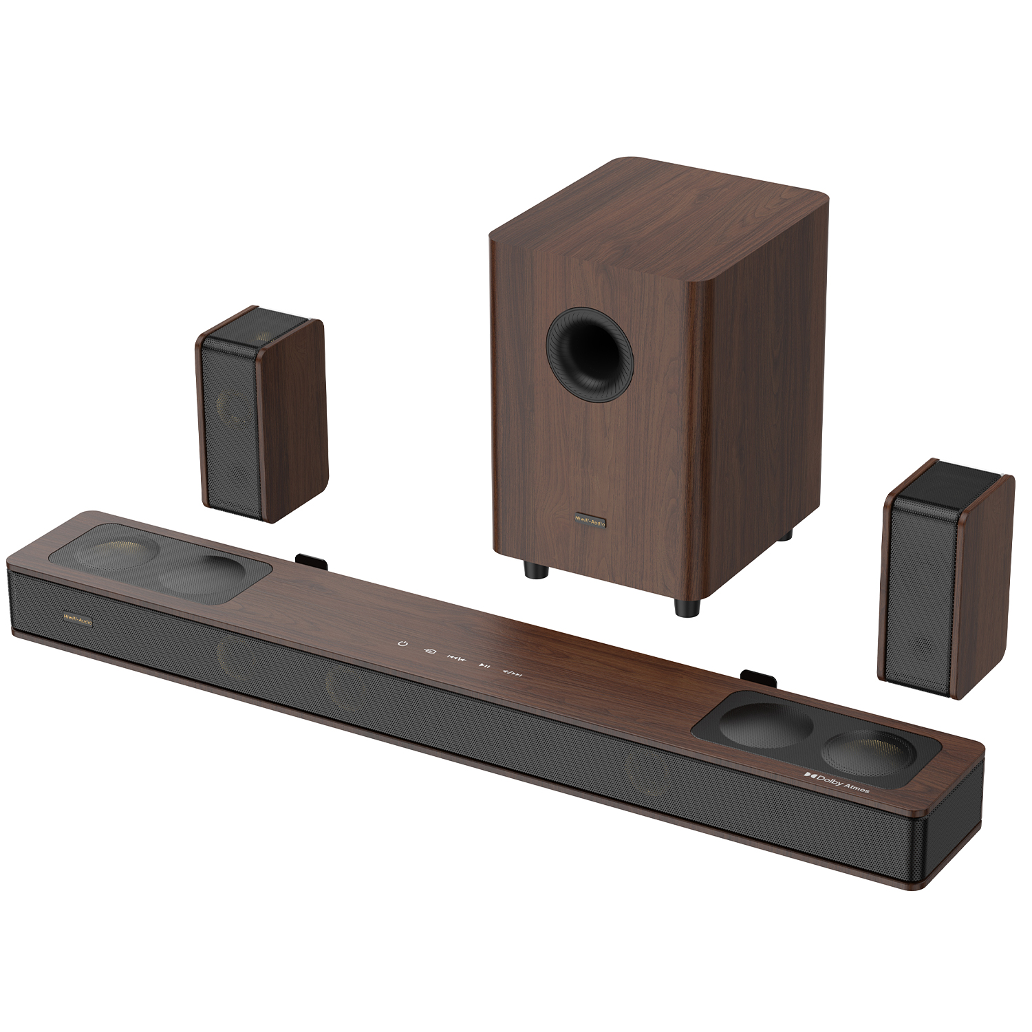 Hiwill-Audio A534, Soundbars, 15 High-Density Drivers, Triple-Band Driver Architecturewith Quad-Driver, 5.3.4 Channel, 800W Peak Power, Dolby ATMOS, 28Hz Ultra-depth, Bass Coupling Technology, Multidirectional Immersion with High-Density Spatial Audio