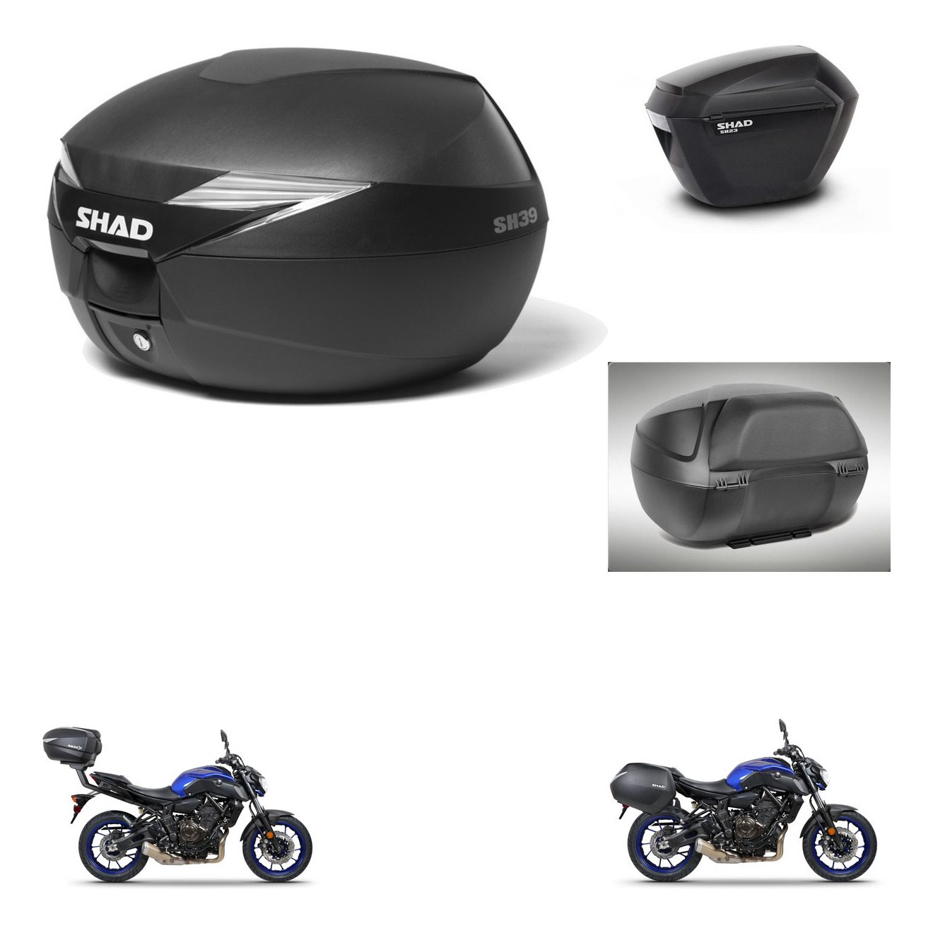Maletas Laterales + Baul Trasero + Respaldo De Pasajero + Herraje 3P + Herraje Montaje Sh39 Sh 39 Sh23 KIT-246917