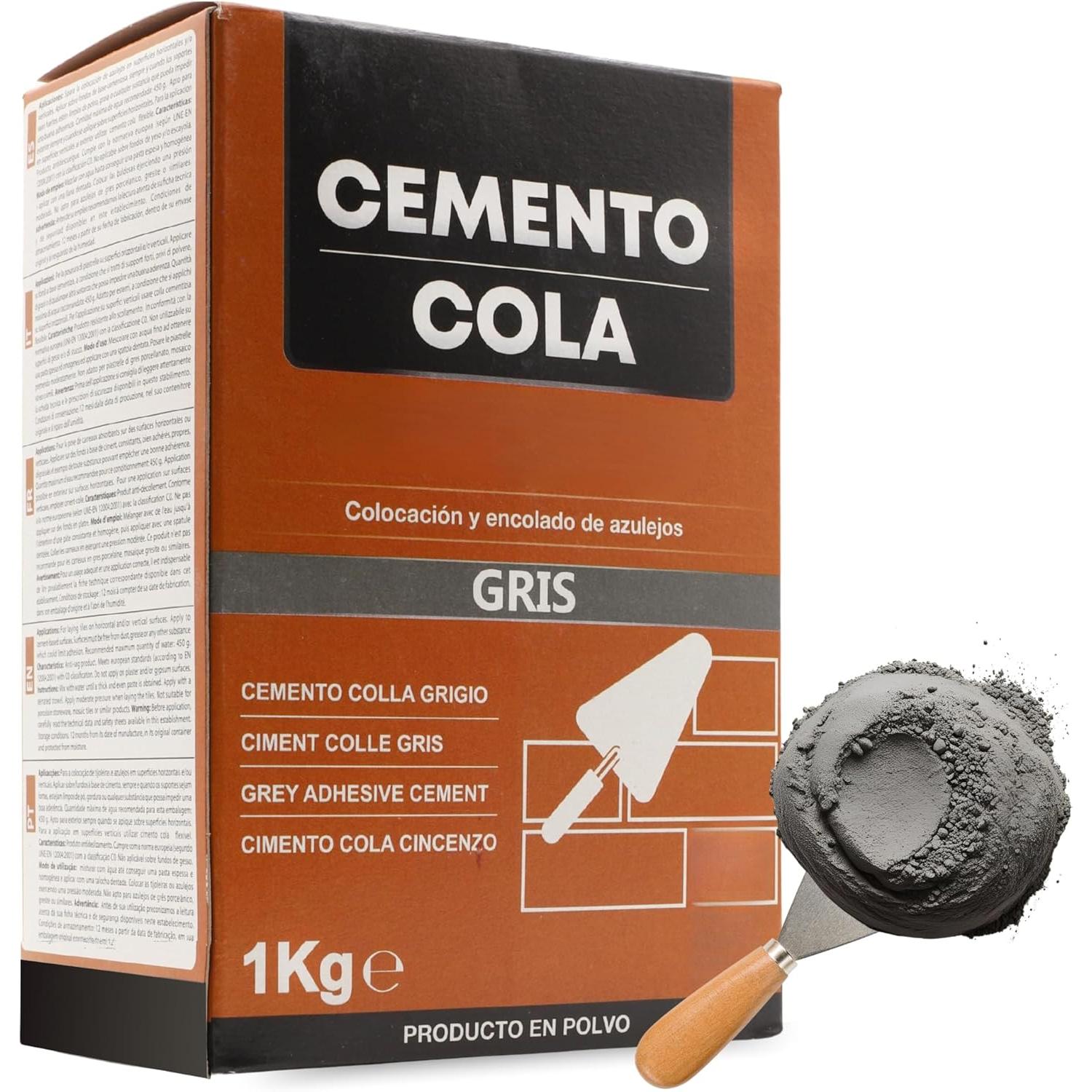 Pack 2 Cemento Cola en Polvo 1 Kg Blanco o Gris – Adhesivo para Azulejos Interior y Exterior – Fijación Fuerte y Duradera – Preparado de Cemento para Colocación y Encolado en Suelos y Paredes – Alta Adherencia y Fácil Aplicación