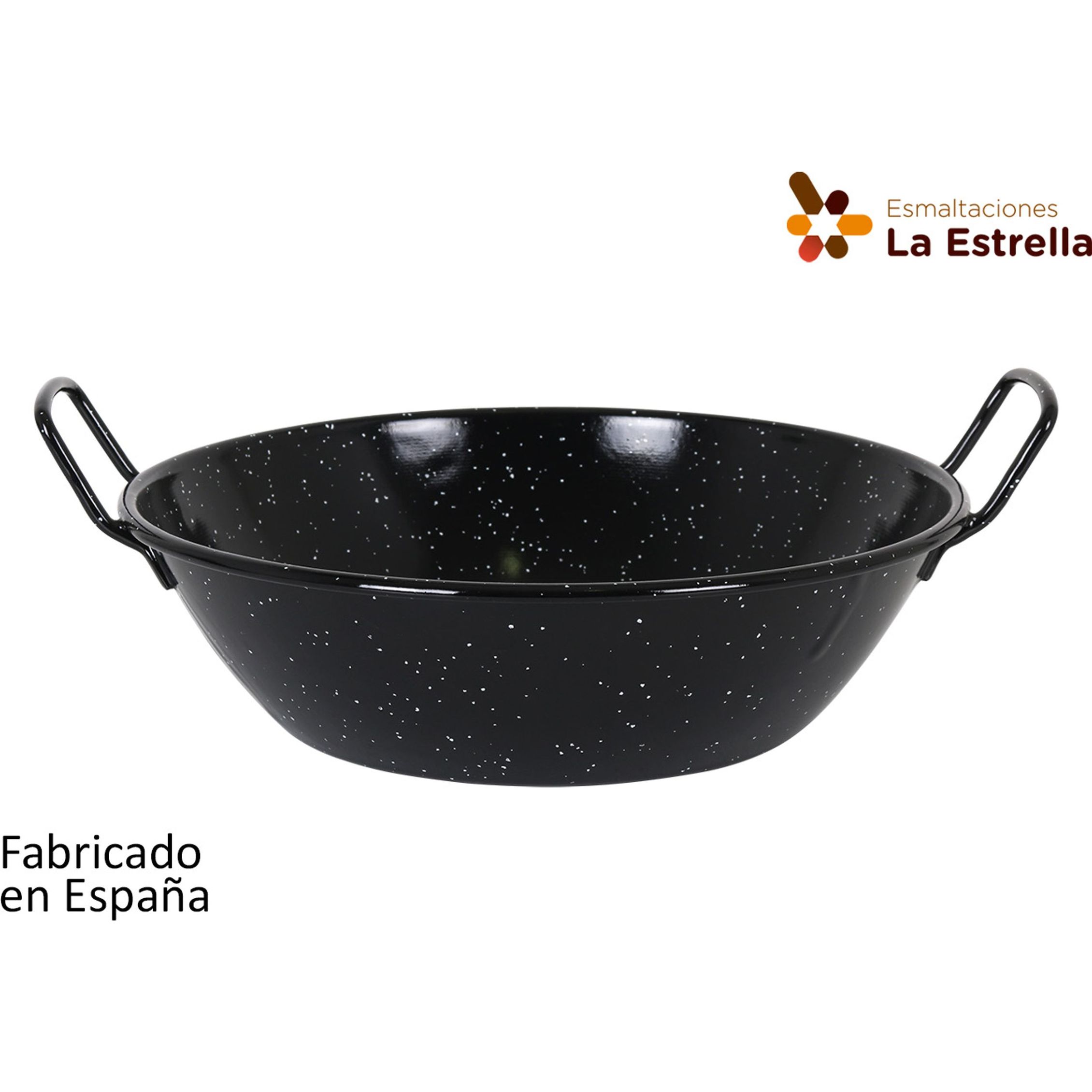 La Estrella - Paellera jaspeada honda bordonada 34cm, 6-3 litros, acero vitrificado - Alta calidad y durabilidad, antiadherente con mango ergonómico