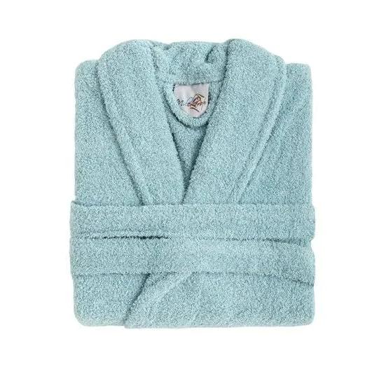Albornoz Rizo de Algodón Absorbente y Esponjoso para Baño y Ducha. Talla S, M, L, XL, XXL. 80% Algodón. Aguamarina