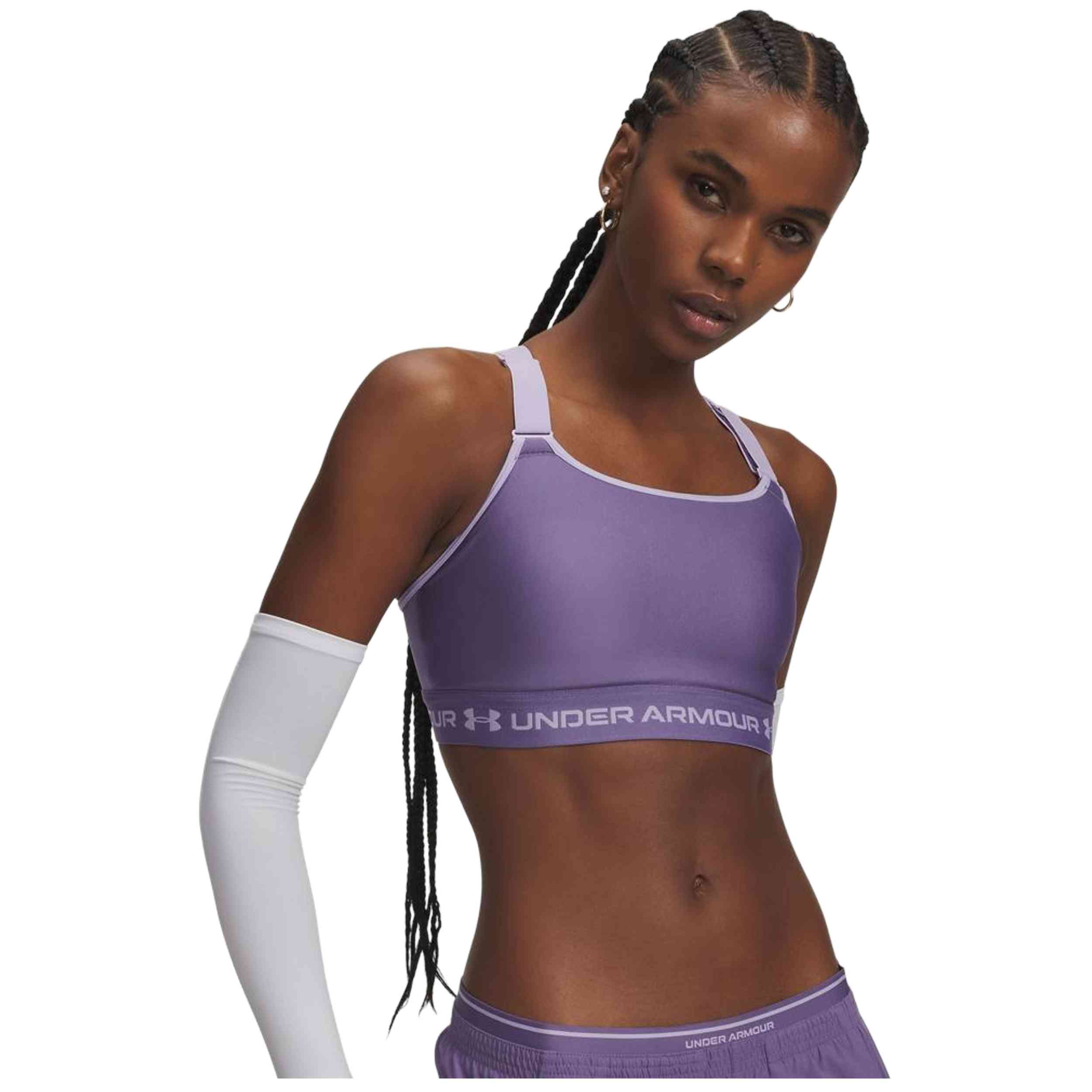 Top Under Armour modelo UA HeatGear Crossback High "Purple Luxe" para Mujer en color Morado