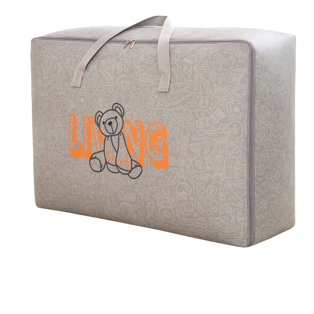 Bolsa de Almacenamiento para Edredones con Asa y Cremallera Gris