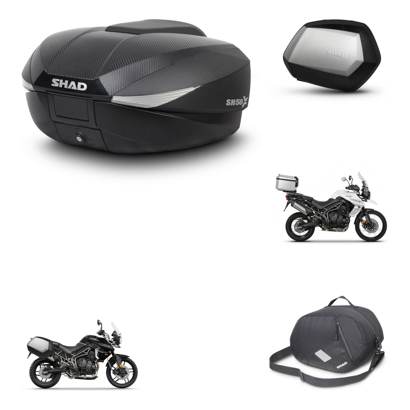 Maletas Laterales + Baul Trasero + Herraje Montaje + Bolsa Interna + Herraje 3P Sh58x Sc Sh35 Premium KIT-259395