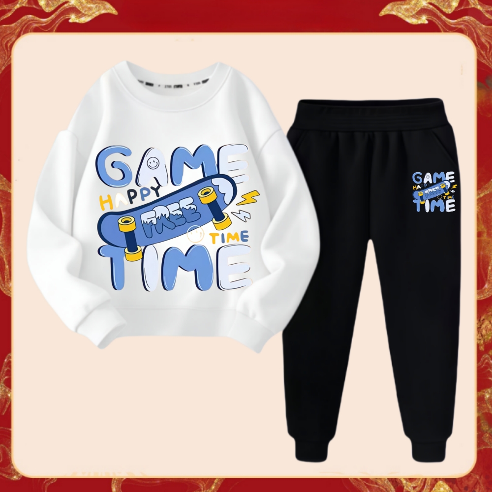 TK Conjunto De Ropa Para Niños Primavera 'Juego De Tiempo' Camiseta Impresión Y Pantalones 2 Piezas Traje De Verano Para Bebés Niñas