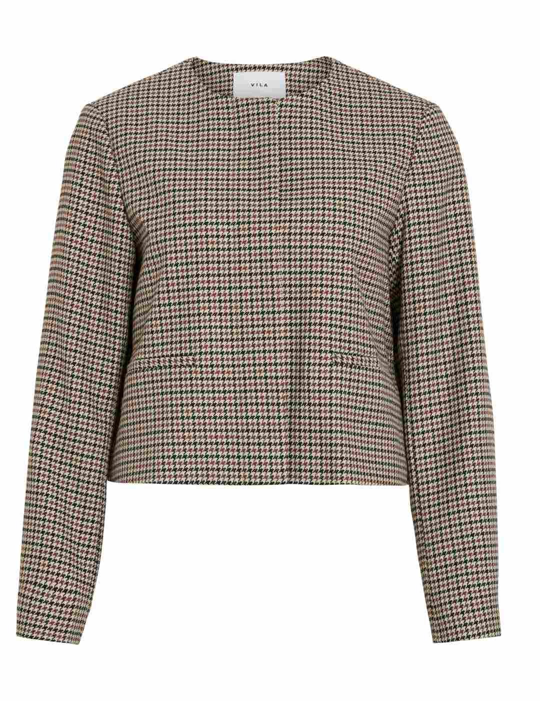 Chaqueta Vila estampado pata de gallo corte tipo cropped mujer