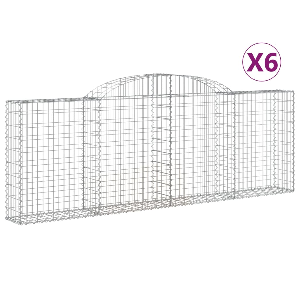 Vidaxl Cestas de Gaviones 6 Uds Forma de Arco Hierro Dimensiones 300 X 30 X 40/60 Cm, 300 X 30 X 60/80 Cm, 300 X 30 X 80/100 Cm y Mas