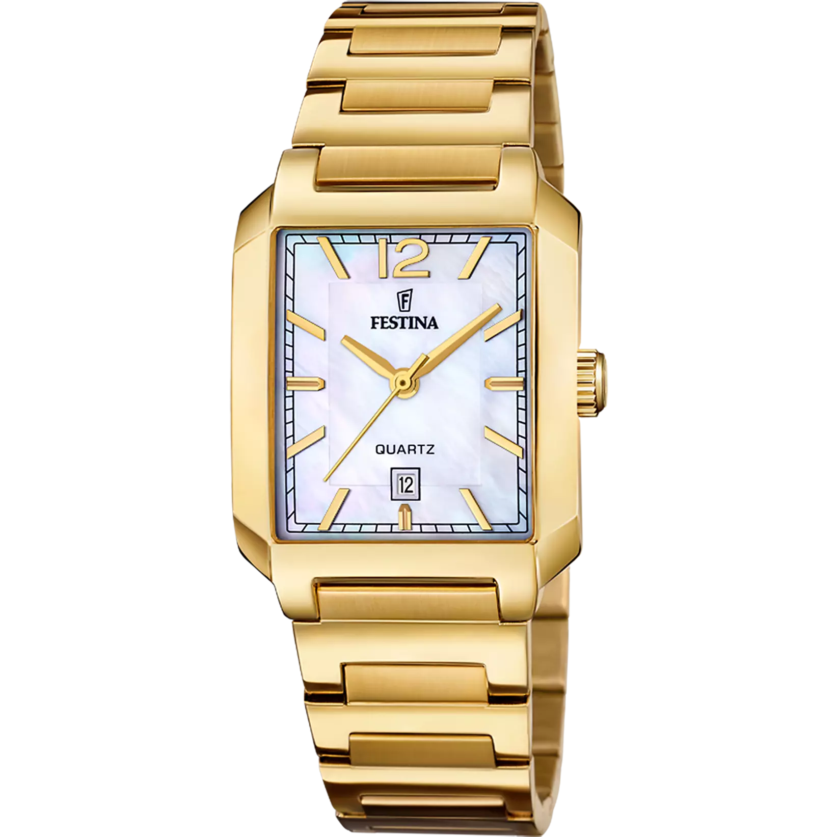 Reloj Festina Cuadrado y dorado para mujer con esfera efecto nácar