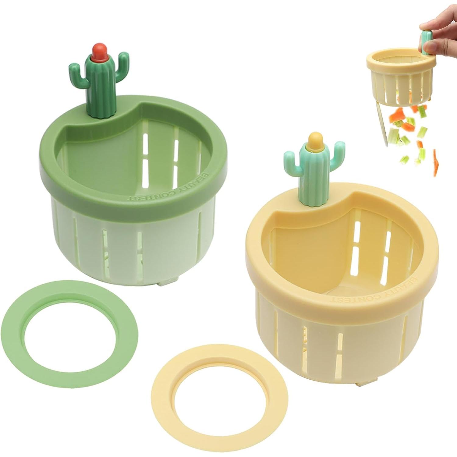 2Pcs Kitchen Sink Strainer, 2024 Cactus Kitchen Sink Drain Strainer with 2 Spacers, Cactus Basin Strainer, Cactus Kitchen Sink, Sink Strainer, Suitable for Basins of