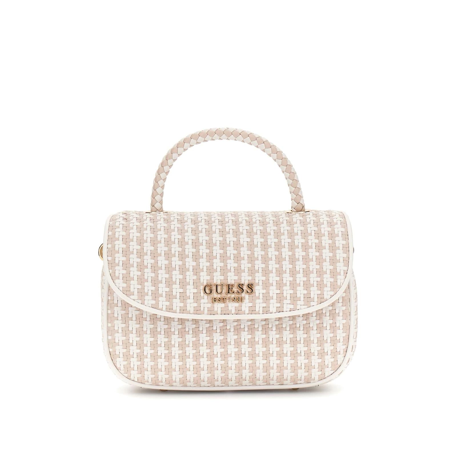 Bolso Guess Mini de Mano Mirema Trenzado Blanco Multi HWWG9631200-WML
