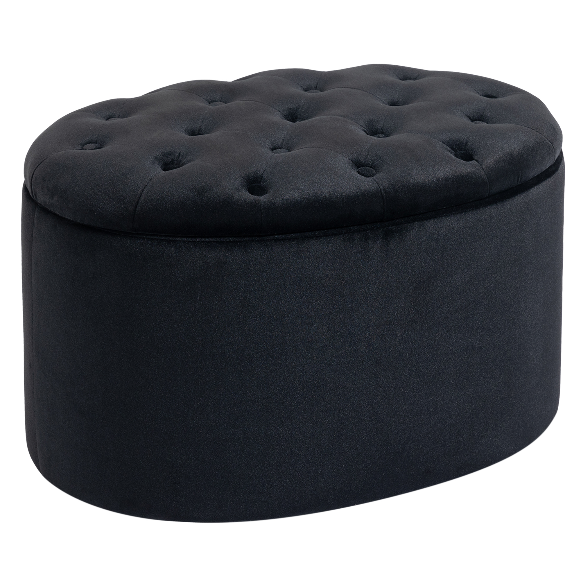 HOMCOM Banco Banco Tapizado con Espacio de Almacenamiento Cómoda Banco Forma Ovalada Recibidor Dormitorio Salón Poliéster Aterciopelado 71 x 52 x 42 cm