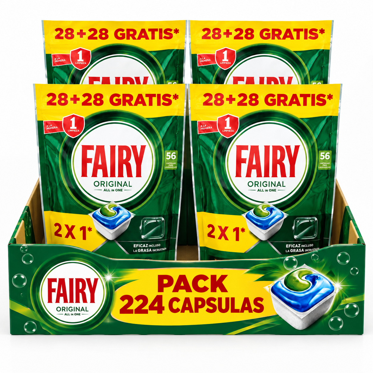 PACK 224 CAPSULAS FAIRY DETERGENTE LAVAVAJILLAS ORIGINAL