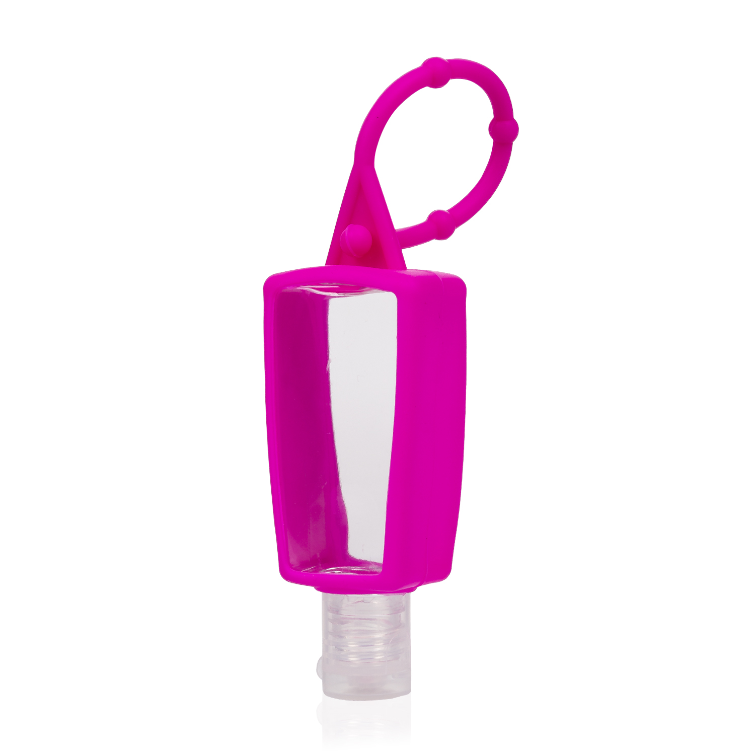 DAM.Llavero botella higienizante de manos alcohol rellenable 30ml de silicona con colgante 3x3x10cm