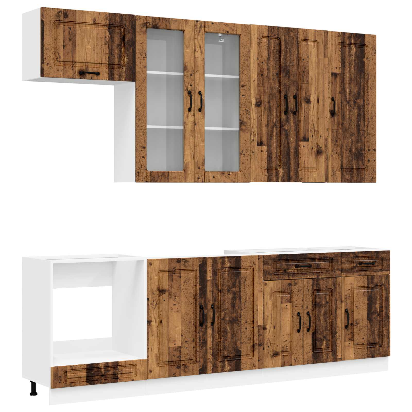 vidaXL Unidad de cocina KALMAR 8 uds. Madera de ingeniería Multicolor
