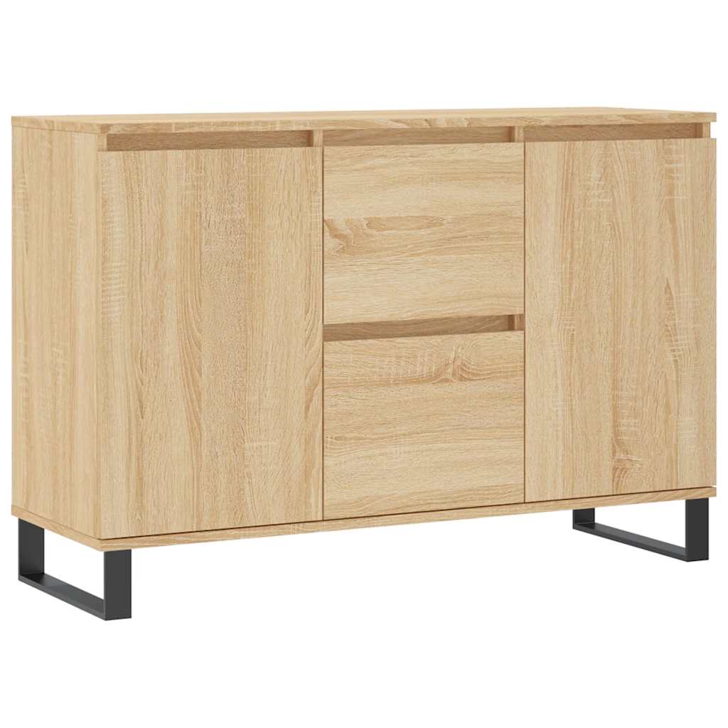 vidaXL Aparador de madera de ingeniería 104x35x70 cm en color Blanco/Marrón roble/Roble Sonoma y más