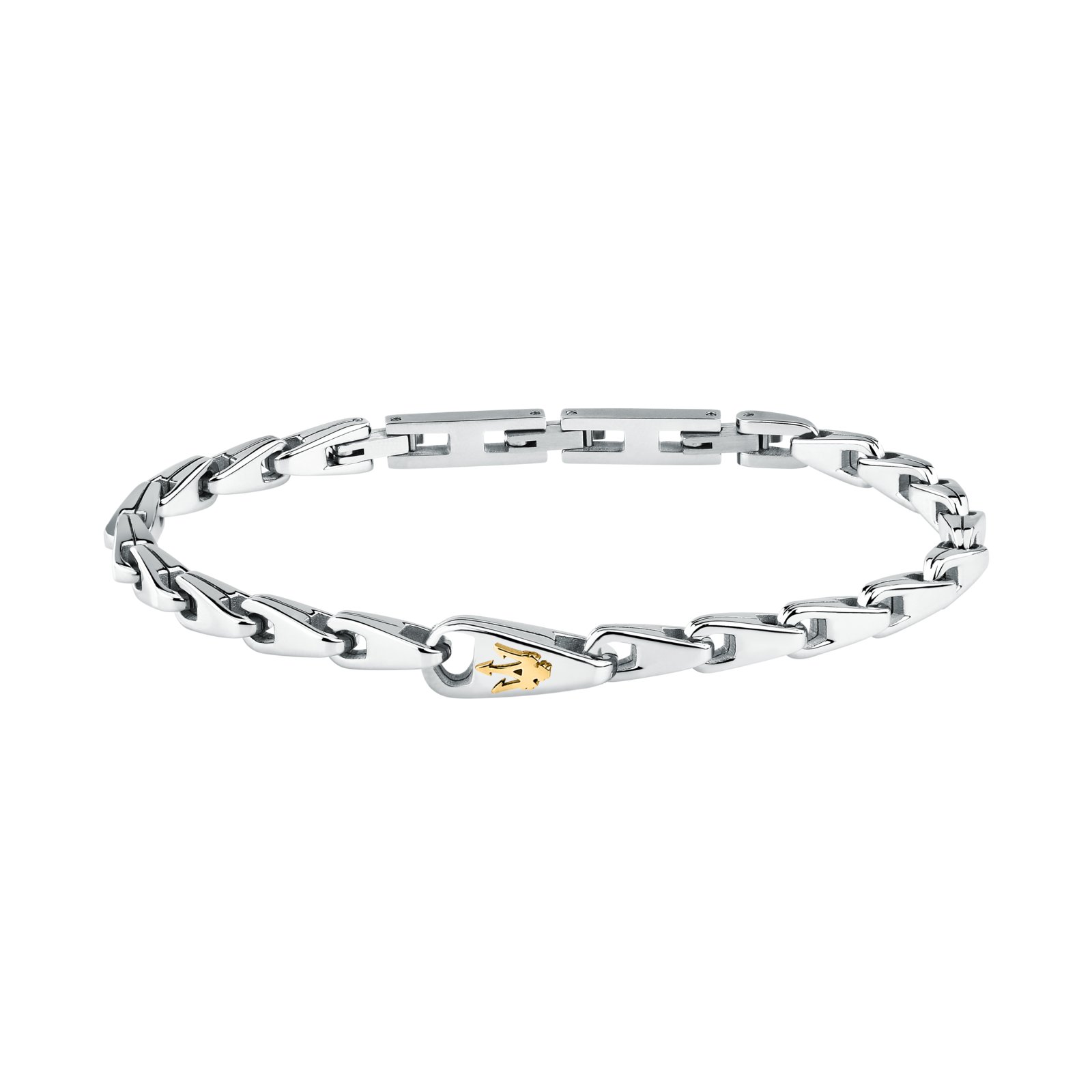 Maserati Pulsera Hombre Iconic Br Ss Yg Trident 18.5+3cm De Acero Plateado Jm425avd102