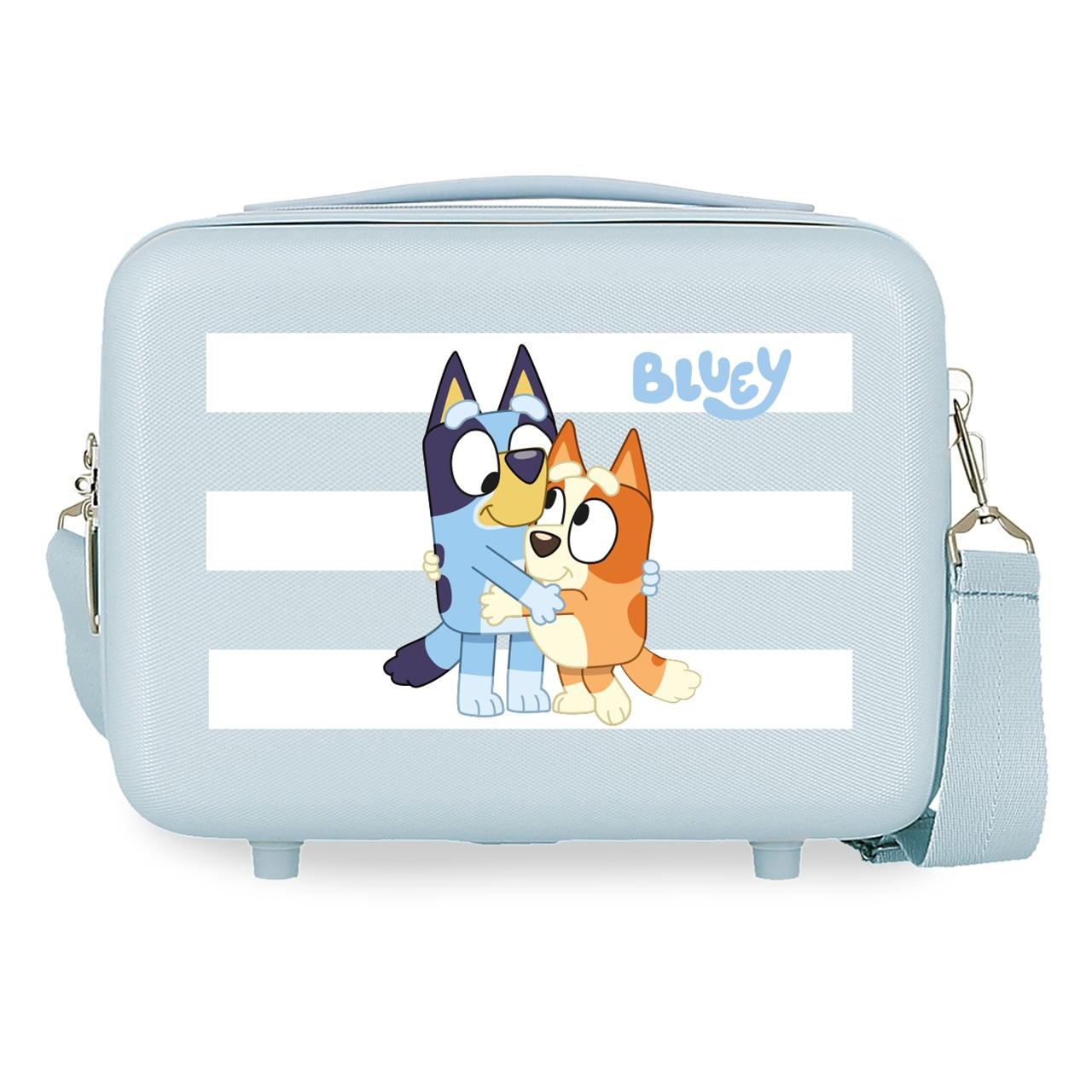 Bluey - Neceser rígido de viaje Bluey & Bingo 29x21x15 cm con espejo integrado y compartimentos organizados, adaptable a trolley