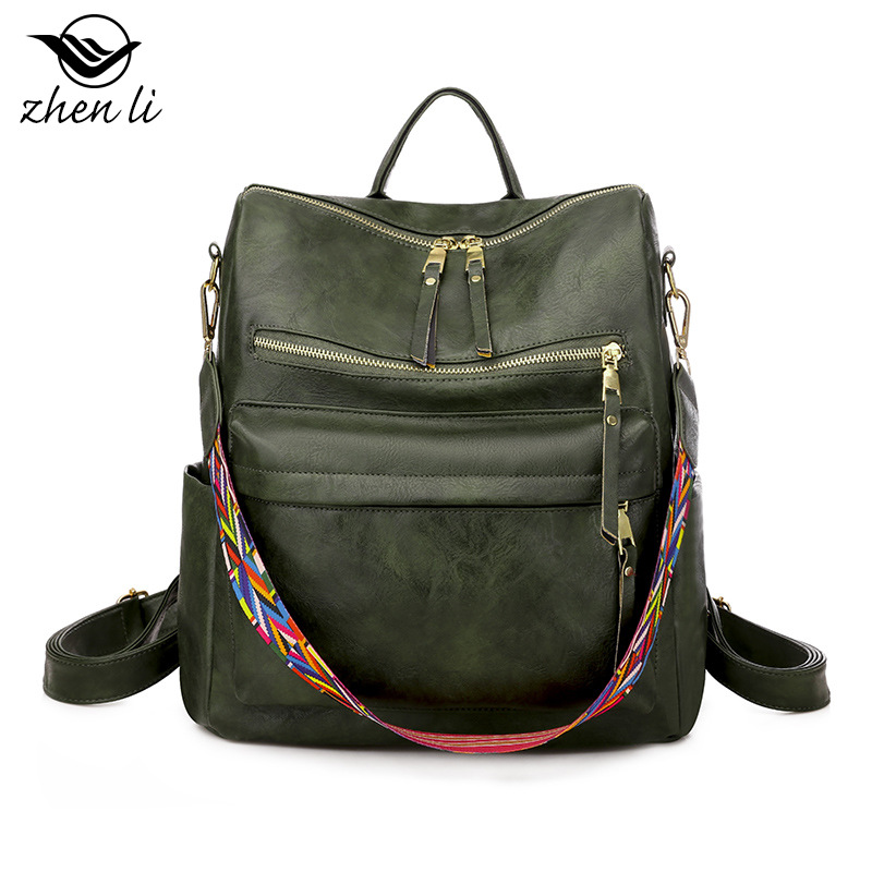 Mochila de moda para mujer, bolso de hombro multifuncional de cuero para mujer, bolso de viaje, bolso de mano