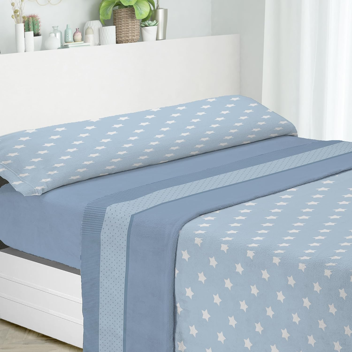 TK Juego de Sábana Coralina Cama 90/105/135/150/180, set de 3 Piezas Sabana Bajera Ajustable, Sabana Encimera y Funda Almohada, Sabana Invierno, Sabana Termica, 100% Polister