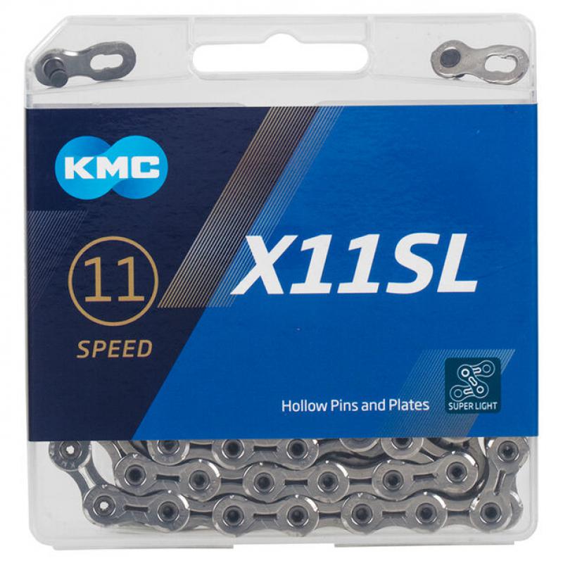 KMC | Cadena X11SL 11v 118 Eslabones -plata - Compatible con: 11 velocidades. Tratamiento niquelado. Super Light. Peso según fabricante: 242 grs.
